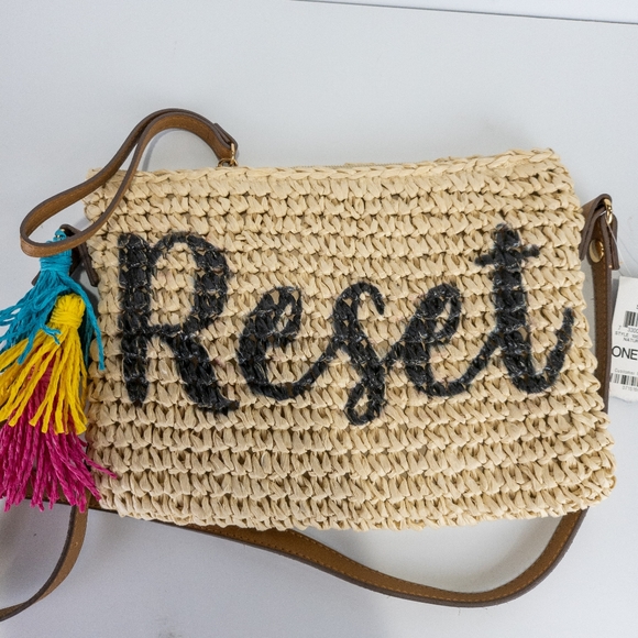 INC International Concepts Tropical Straw Crossbody - Picture 2 of 3